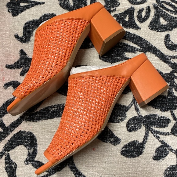 NWT Daniella Shevel SALMA Coral Nappa Leather Square Toe Sandal Low Heel 37 - Picture 6 of 9